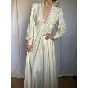 Vintage Lily of France Two Piece Nightgown Set Long Dress and Robe with Lace
